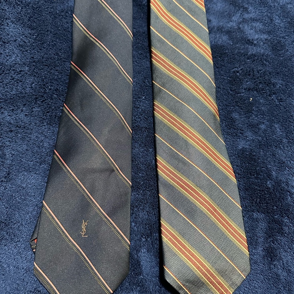 Yves Saint Laurent Men's Black and Brown Striped Ties